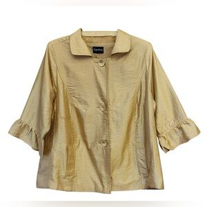 MAGGIE BARNES GOLD JACKET 3/4 SLEEVES & BIG BUTTONS